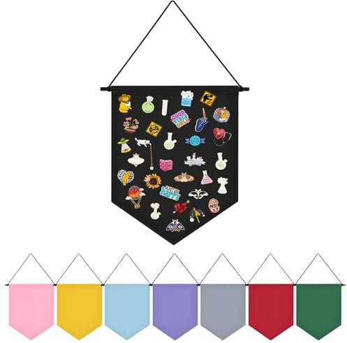Fnaobai Broschen-Organizer zum Aufhängen an der Wand, bunt, Emaille, Abzeichen, Leinwand, Banner, Ohrringe, Sammlungshalter, 32 x 25,4 cm (ohne Zubehör) (schwarz)