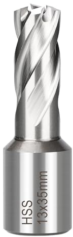 BALUGAEA HSS Kernbohrer 13 mm Schneiddurchmesser, 19 mm Weldonschaft | 35mm Schnitttiefe, M2AL-HSS Kernbohrer für Magnetbohrmaschinen, Zubehör für Magnetbohrmaschinen.