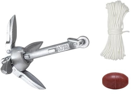 MARCBUSE Kajak-Anker-Set, 0,7 kg/1,5 kg, zusammenklappbar, Greifboote, Anker, Trolley, Zubehör mit 20 m Seil und Bojen zum Angeln