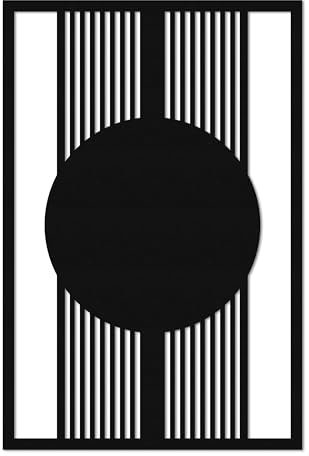 ebenkunst | Abstrakte Moderne Wanddeko - 1cm dicke schwarze HDF Holz Deko, Wandbild für Wohnzimmer Büro Flur Deco, wall art - Zeitloses Design (Größe S: 45 x 30 x 1cm)