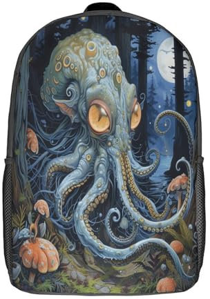 KWPGMDRY Krake Rucksack,Kinderrucksack Mit Gepolsterten Schultergurten,Mysterious Tiere Rucksack,Rucksack Für Kinder Zum Mitnehmen Zur Schule,in Den Urlaub Usw.17inch