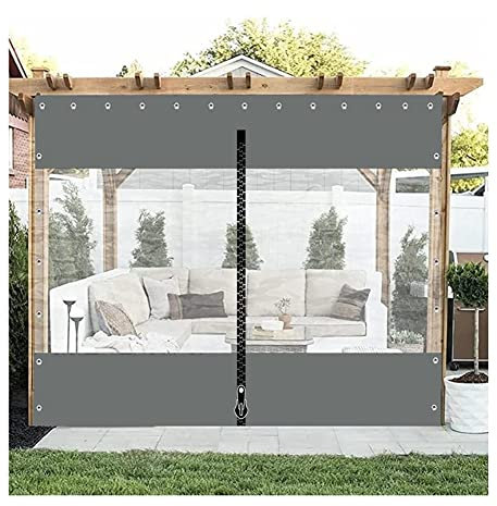 Outdoor Gazebo Pagoda Side Curtains with Zip Waterproof Tarp Panels Durable Tarpaulin Cover Windscreen 3 Sides Eyelets Hanging Kit Included Clear 4X2.4M/13x7.9FT