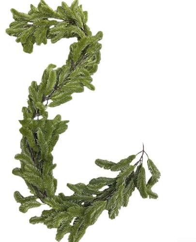 Advokingtap Künstliche Tannengrüne, Zypressen-Girlande, Weihnachtsdekoration, realistischer Kranz für den Innen- und Außenbereich, für Kamin, Wand, Zuhause, Tisch, Urlaub, Party, 190 cm