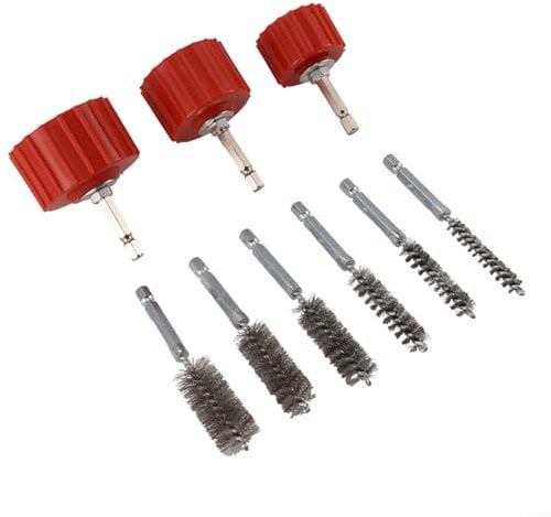 Puupaa Copper Pipe Cleaner Set for Drill, Drill Pipe Cleaners for Cleaning, Copper Pipe Cleaners Plumbing Drill Bit, 6 Sizes Metal Brushes Cleaning Tool for Drill(9PCS)