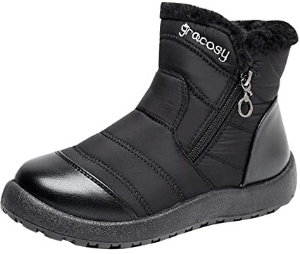 Generico Stivali Pioggia Gomma Economici Invernali Leggeri e Leggeri in Cotone Stivali Antiscivolo per Stivali da Neve da Donna Stivali di Gomma 36 (Black, 37)