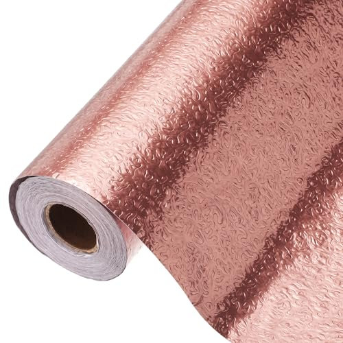 sourcing map Peel and Stick Countertops 23.6 x 394 Self-Adhesive Contact Paper Waterproof Oilproof Wallpaper for Backsplash Wardrobe Countertop Cabinet Orange Peel Rose Gold