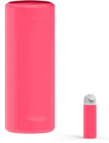 Linkidea Silicone Water Bottle Sleeve Compatible with Owala FreeSip 24oz, Anti-Slip Protector Waterbottle Boot, Bottle Bumper Cover, Bright Pink