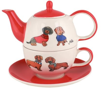 Mila Keramik Tee-Set Tea for One Dackelfreunde | MI-99303