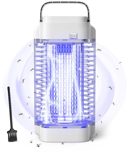Bug Zapper, 4200V 18W UV Insect Pest Fly Killer, Electric Mosquito Zapper for Indoor and Outdoor, Waterproof Mosquito Killer Lamp for Flying Insect Control Lamp, Outdoor & Indoor Fly Zapper(White)
