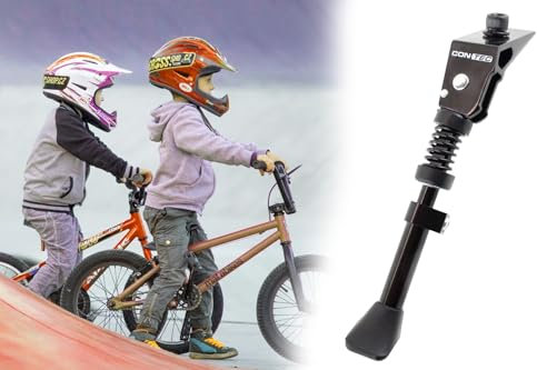 BISOMO Kinder Fahrradständer für 12 I 14 I 16 Zoll, Laufradständer Seitenständer Kinderfahrrad, Aluminium schwarz, verstellbar