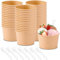Sporgo Suppenbecher to Go 50 Stück: 240ml Pappbecher Eisbecher Pappe Müslibecher Mit 50 Stück Löffeln, Braun Suppentassen Kompostierbare Becher mit PLA für Snacks Suppe Salat Nachtisch Vorspeisen