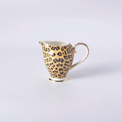 KKRANG Juego de café con Estampado de Leopardo Europeo, Taza y platillo de Porcelana China para la Tarde, Taza de té de cerámica