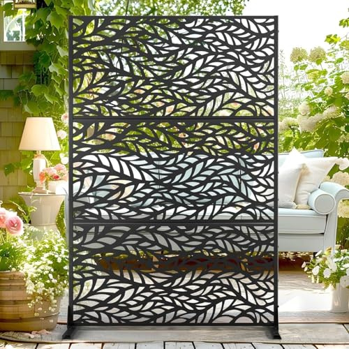 Crevyteg Brise-vue pour jardin, 182 cm (H) x 120 cm (L) - Séparateur décoratif en métal - Clôture autoportante - Panneaux de protection pour extérieur