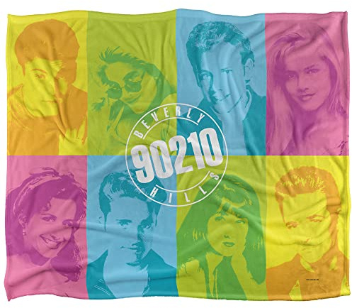 Beverly Hills 90210 Color Blocks Silky Touch Super Soft Throw Blanket 152 X 127 cm, White
