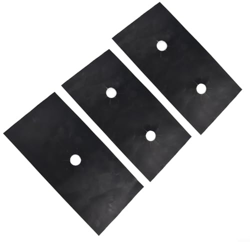 Schutzmatte für Gasherd, 5 Löcher, hitzebeständig, Fiberglas-Matte für Gasherde und Öfen, 54 x 27 cm, Schwarz, 3 Stück
