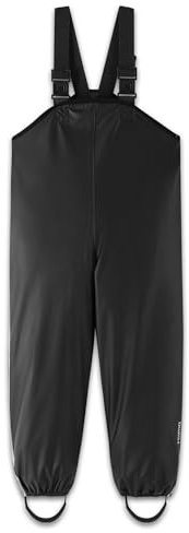 Reima - Lammikko Regenhose für Kinder Wasserdicht - Strapazierfähige Matschhose Jungen und Mädchen mit verstellbaren Hosenträgern, elastischen Beinabschlüssen - Black, 92