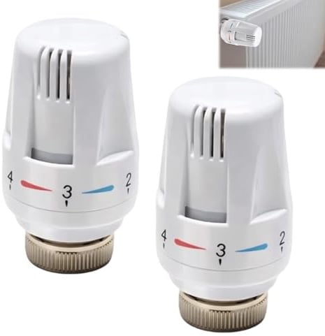 2 Têtes Thermostatiques Radiateur, Vanne Thermostatiques Radiateur avec Réglage Zéro M30 X 1,5, Thermostat Radiateurs, Robinet Thermostatique radiateurs, Tête Vanne Thermostatique pour Bureau Maison