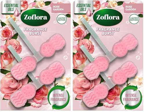 Zoflora Rim Blocks Rose Garden, 2 x 48g, Continuous Freshness & Odour Control, Long-Lasting Fragrance, Kills 99.9% of Bacteria (Pack of 2)