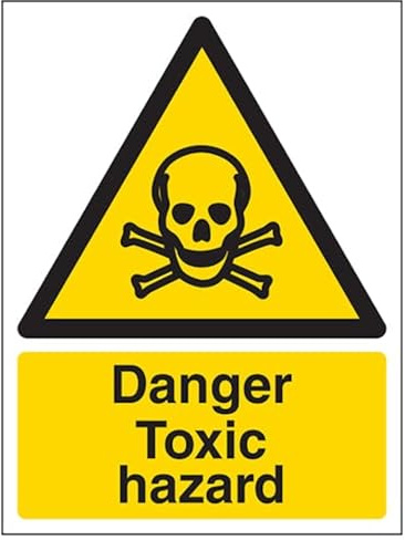 vsafety Schilder 6 a013au-s Gefahr giftig Hazard Achtung Substanz und chemischen Schild, selbstklebend, Portrait, 200 mm x 300 mm, schwarz/gelb