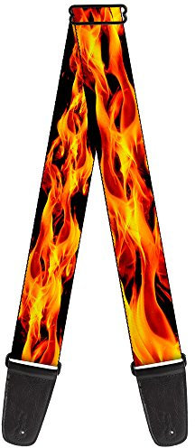 buckle-down Gitarrengurt Flames Vivid Black/Orange, 2 Wide - 29-54 Length