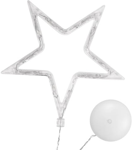 Weihnachtsbeleuchtung - Fünfzackige Stern hängende Fensterlicht mit Saugnapf und Batteriebetrieben für Weihnachtsdekoration (Pure White Light)