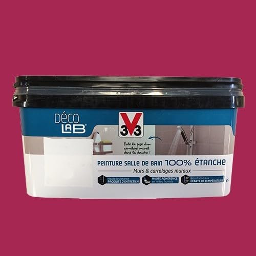V33 Déco LAB Peinture Salle de bain 100% Etanche Cassis 2 L