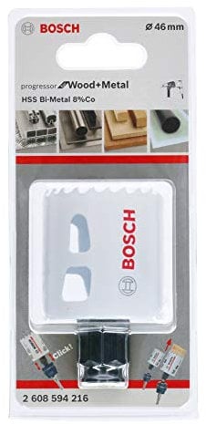 Bosch Professional Progressor for Wood and Metal Sierra de corona (para madera y metal, diámetro 46 mm, accesorios para taladro)