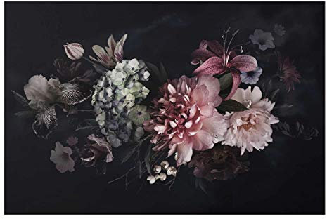 Bilderwelten Glasbild Echtglas Wandbild - Blumen mit Nebel auf Schwarz 40 x 60cm