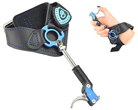 ZSHJGJR Compoundbogen Release mit Verstellbar Handschlaufe Bogen Release Sehnenauslöser Bogenschießen Bremssattel Griff Release Trigger Zubehör (Blau)