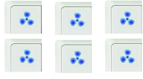Generisch Set of 6 Switch Stickers Fan Switch Sticker (R23/6) (25 x 25 mm)