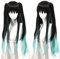OSIAS Anime Cosplay Perücke, Demon Slayer Perücke, für Halloween, Party, Karneval, Nachtleben, Konzerte, Hochzeiten (Tokitou Muichirou-Clip)
