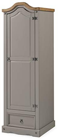 Corona Grey Wax 1 Door 1 Drawer Arch Top Wardrobe