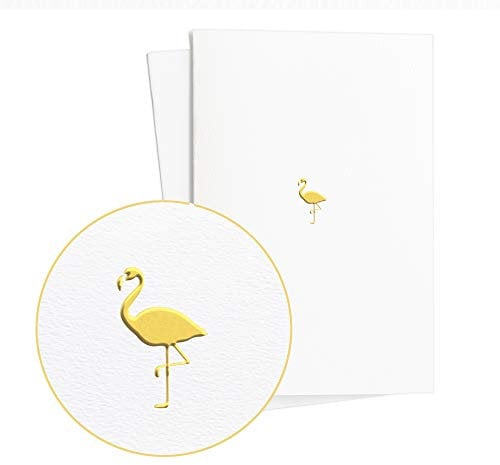 Ausgefallene Glückwunschkarte (zwei Stück) zu vielen Anlässen|Karte Geburtstag mit Flamingo in Gold-Prägung auf hochwertigem Papier|Geburtstagsgeschenk, E32