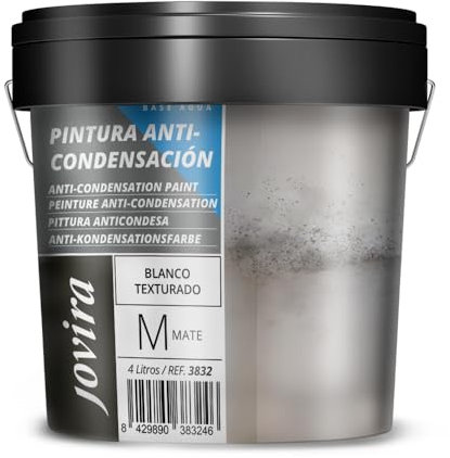 JOVIRA PINTURAS Anti-Kondensations-, Anti-Feuchtigkeits- und Anti-Schimmel-Farbe für Außen- und Innenbereiche. Wirksam für Gips, Beton und Zementwände. (4 Liter, weiß)