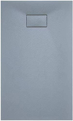 Piatto Doccia Arredo Bagno In Resina Effetto Pietra Stone Ardesia Spessore 2.6 Cm Antiscivolo Filopavimento Riducibile Indistruttibile Con Griglia Di Copertura Grigio (80 x 180 Cm)