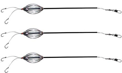 3pcs Carp Steel Bait Fishing Cask Feeder 25g, Fishing Hook #6, Inline Tube, Fishing Tackle