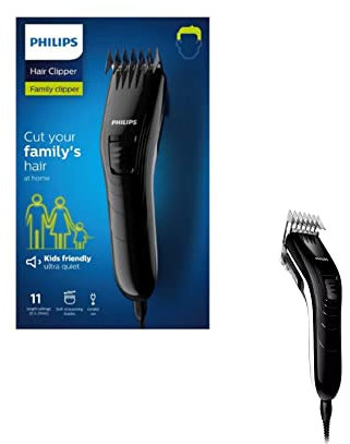 Philips QC5115/13 - Tagliacapelli familiare, lame in acciaio inox, 11 impostazioni di lunghezza, uso con filo
