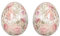 dekoratives frühlingshaftes Osterei Deko-Ei Keramik-Ei Keramik Motiv Rose in Creme-rosa (rosa mit Rosen, 2 x mittel ca. 12 cm hoch)