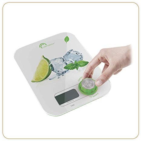 LITTLE BALANCE 8447 Kinetic Flower Citron Ice, Balance de cuisine sans pile, Ecologique grâce à son bouton Little balance, 5 kg, Citron Ice