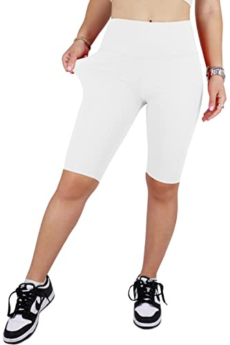 JOPHY & CO. Donna Leggings sopra Il Ginocchio Corti Elasticizzati Pantaloncini sotto Vestiti (cod. 9821) (Bianco, S)