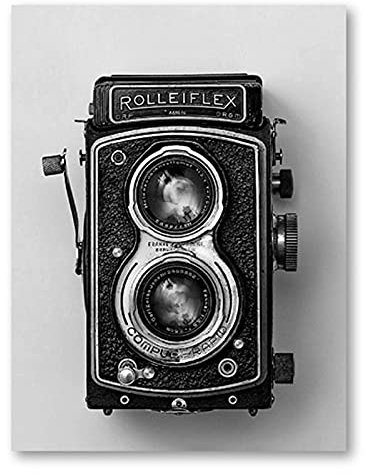 Yooyu Ancien Appareil Photo Affiche Noir Blanc Vintage Appareil Photo Impression Hipster Cadeau Photographie Mur Art Toile Peinture rétro décor 70x90 cm sans Cadre