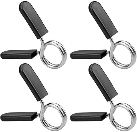 ZoZoMaiy 4Pcs Spring Collar Clips 25 mm Dumbbell Barbell Clamps Exercise Collars Barbell Clip Clamps for Olympic Weight Bar Dumbbells Gym Fitness Training