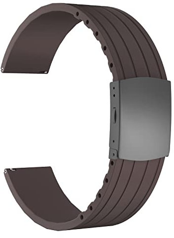 ULLCHRO Unisex Kautschuk Armband mit Edelstahl Silber Faltschließe 20mm Braun