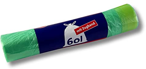 dm-folien Grüne Müllbeutel 60 Liter I 1000 Stück I 630 x 740 mm I Robuste Müllsäcke mit Zugband I HDPE-Mülltüten 10,5 my I Premium Abfallsäcke für Garten & Haushalt I stabil & reißfest