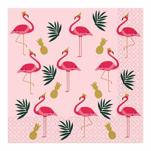 Amscan 9914481 – Lot de 16 serviettes de table flamant rose
