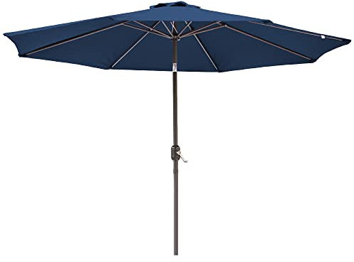 Green Bay 3M Blue Garden Parasol with Crank and Tilt Sun Shade Umbrella for Outdoor Garden and Patio