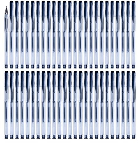 OFFICER PRODUCTS Gelkugelschreiber Kugelschreiber / 50 Stück (50er Pack) /Geltinte Farbe: Schwarz/Kugeldurchmesser: 0,5 mm/GelschreiberGelstifte/Wasserfeste und Nicht Verblassende Tinte
