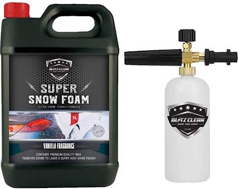 Snow Foam & Snow Cannon Car Shampoo PH Neutral Wash Detailing Valeting Kit For Car Van Caravan 5L Super Thick Pre Wash With Professional Karcher K Range Snow Cannon Lance (5L VANILLA + CANNON)