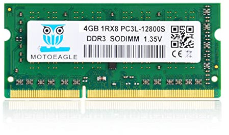 motoeagle RAM SODIMM 4 Go, 1Rx8, PC3L 12800S, DDR3L 1600, DDR3 12800, PC3 1600 MHz à 204 broches, CL11 Dual Rank 1,35 V