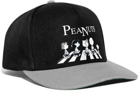 Spreadshirt Peanuts Friends Abbey Road Snapback Cap, One Size, Schwarz/Grau